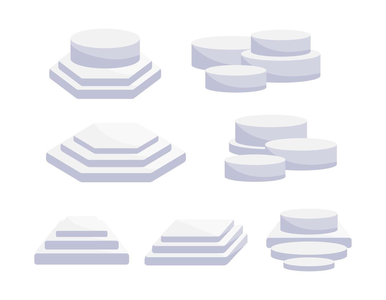reeks wit blanco Product podium tafereel geïsoleerd Aan wit achtergrond vector