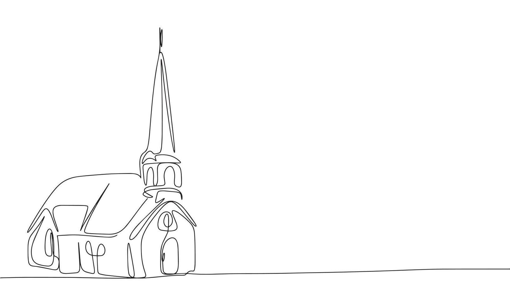 kerk een lijn continu. lijn kunst religie gebouw. hand- getrokken kunst. vector