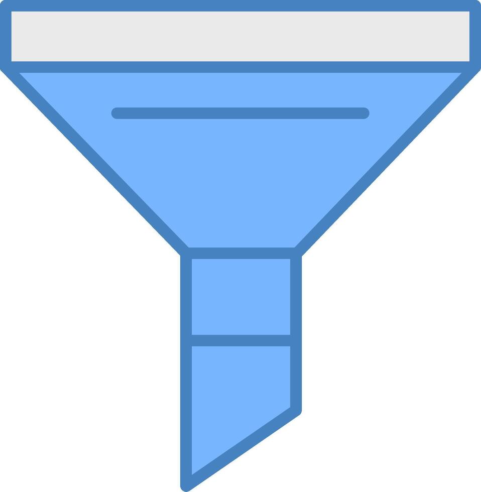 trechter lijn gevulde blauw icoon vector