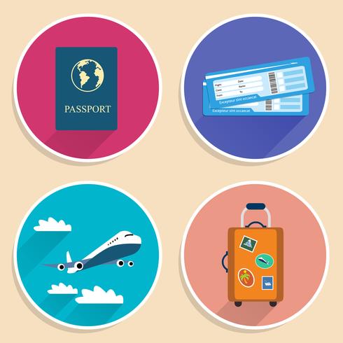 Vakantie reizen Voyage Icons Set vector