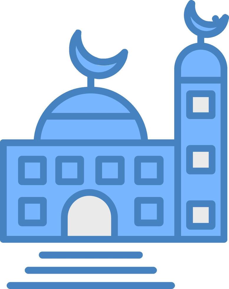 moskee lijn gevulde blauw icoon vector