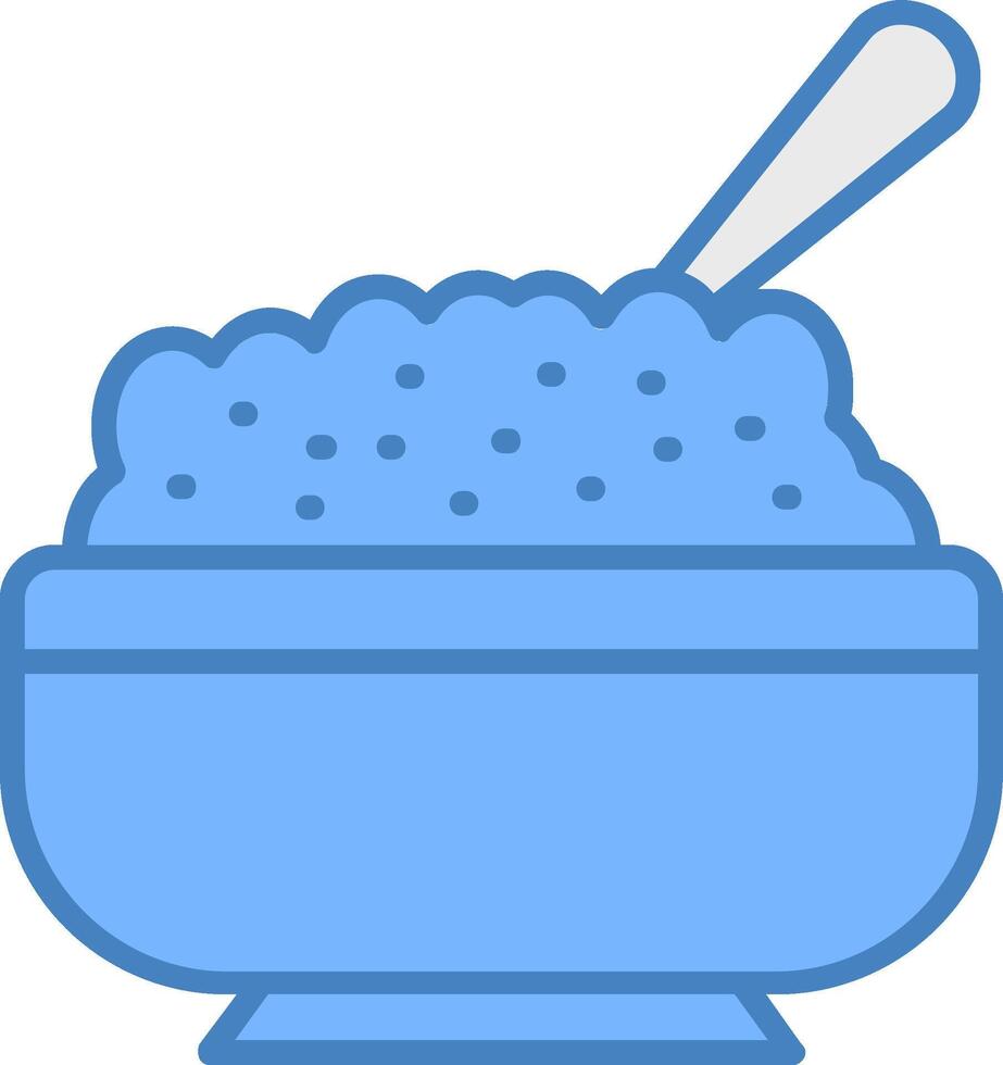 kerrie rijst- lijn gevulde blauw icoon vector