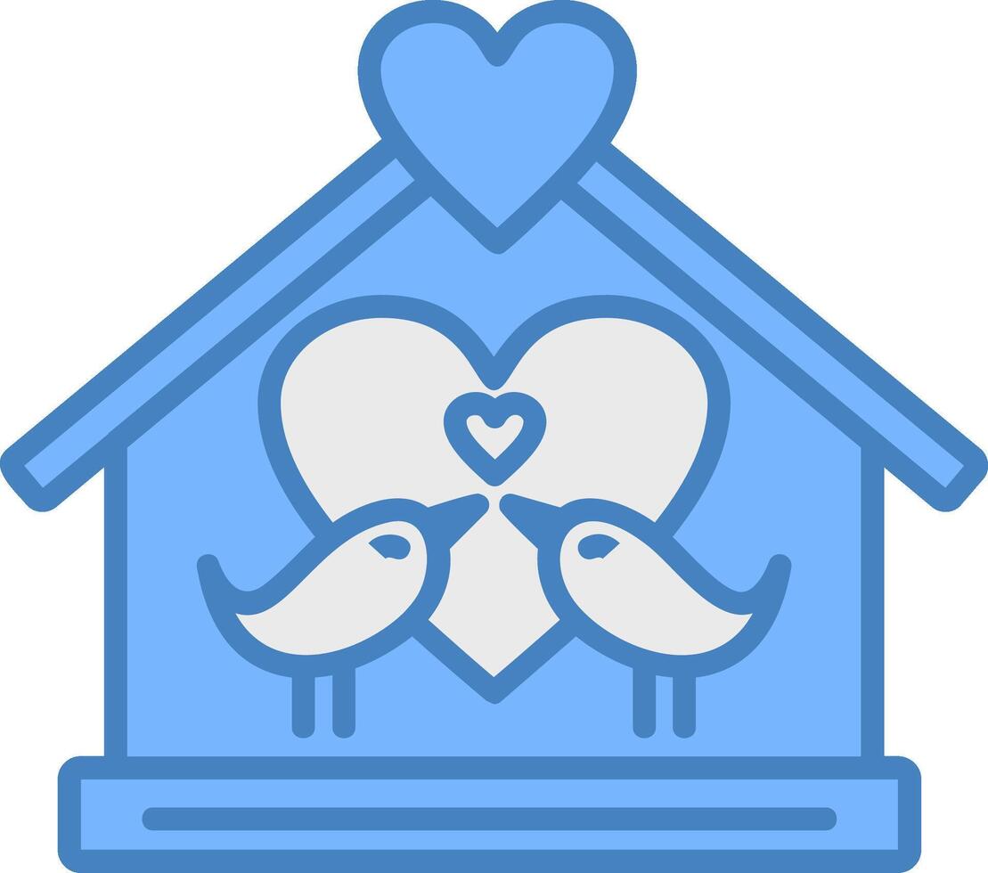 huis lijn gevulde blauw icoon vector