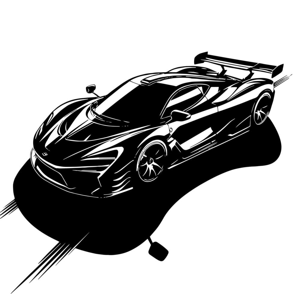 zwart en wit illustratie van een hypercar sport- auto vector