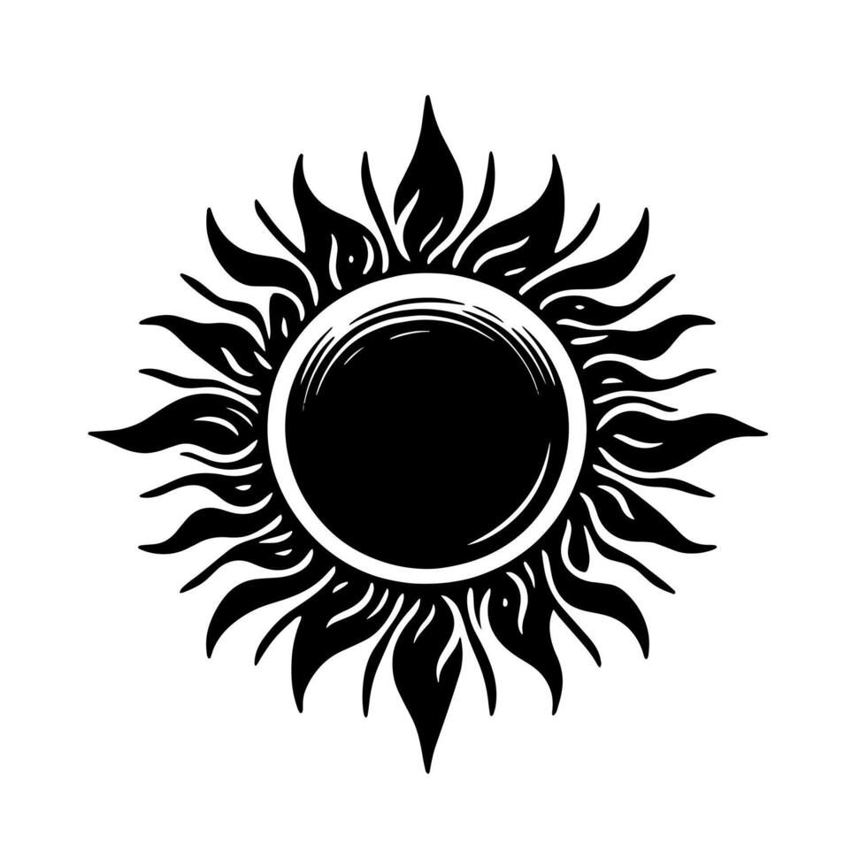 zwart en wit illustratie van de zon vector