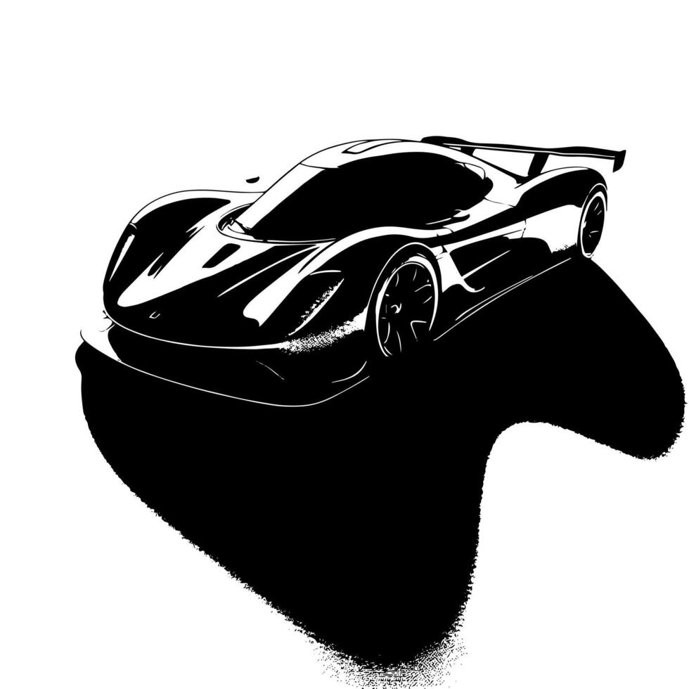 zwart en wit illustratie van een hypercar sport- auto vector