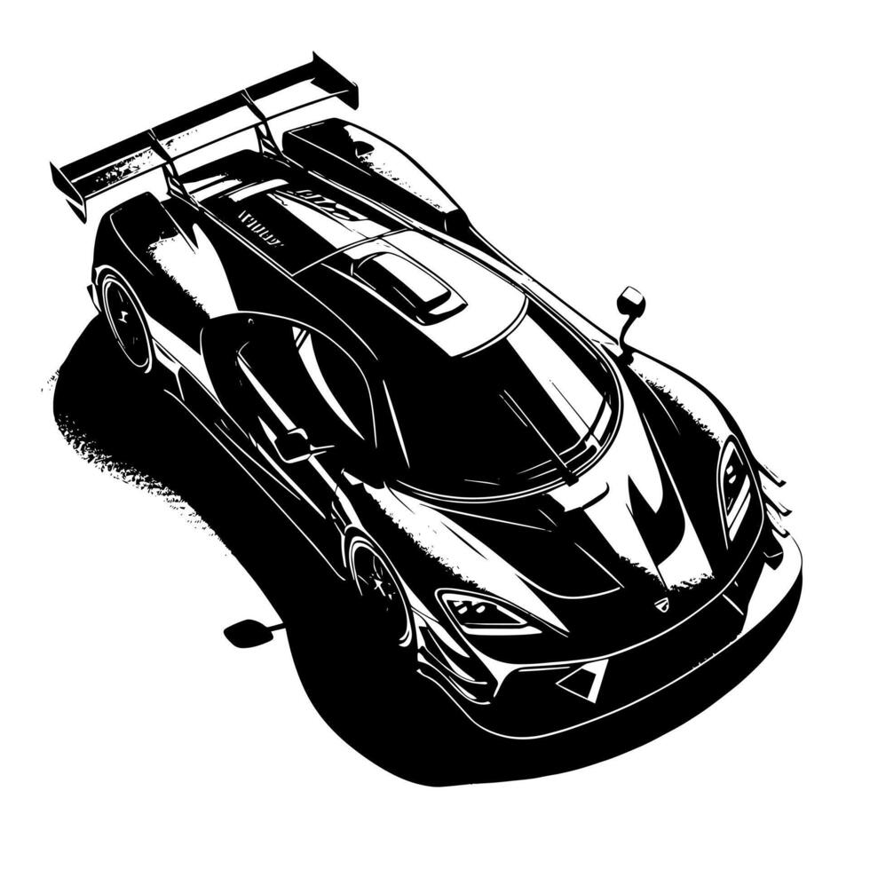 zwart en wit illustratie van een hypercar sport- auto vector