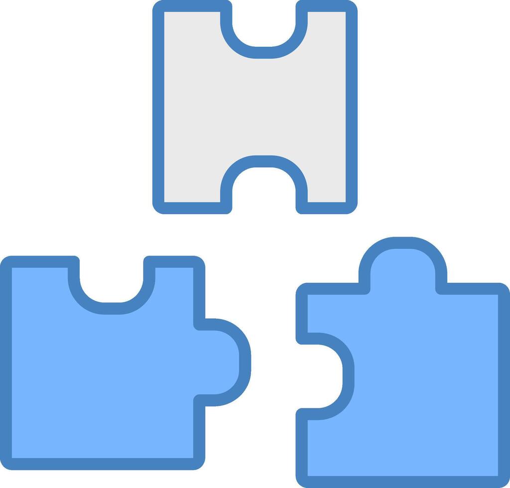 puzzel lijn gevulde blauw icoon vector