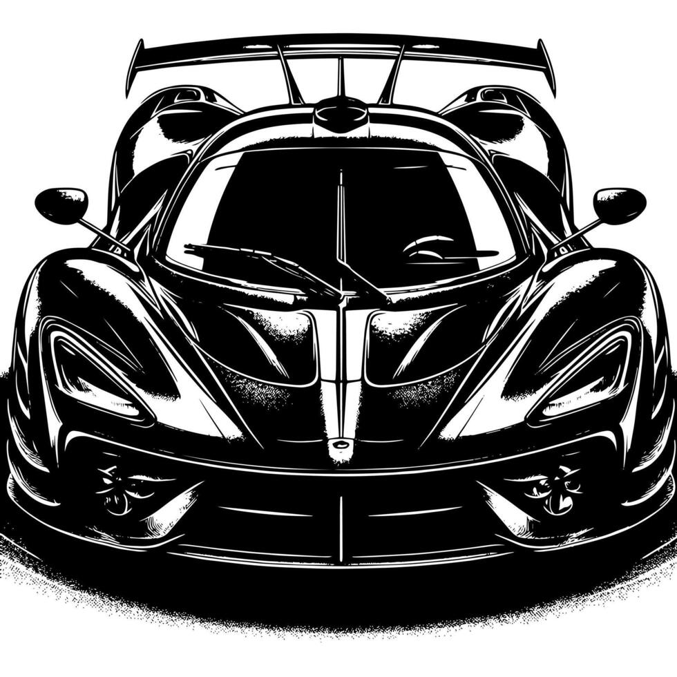 zwart en wit illustratie van een hypercar sport- auto vector