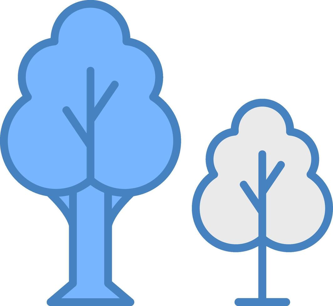 bomen lijn gevulde blauw icoon vector
