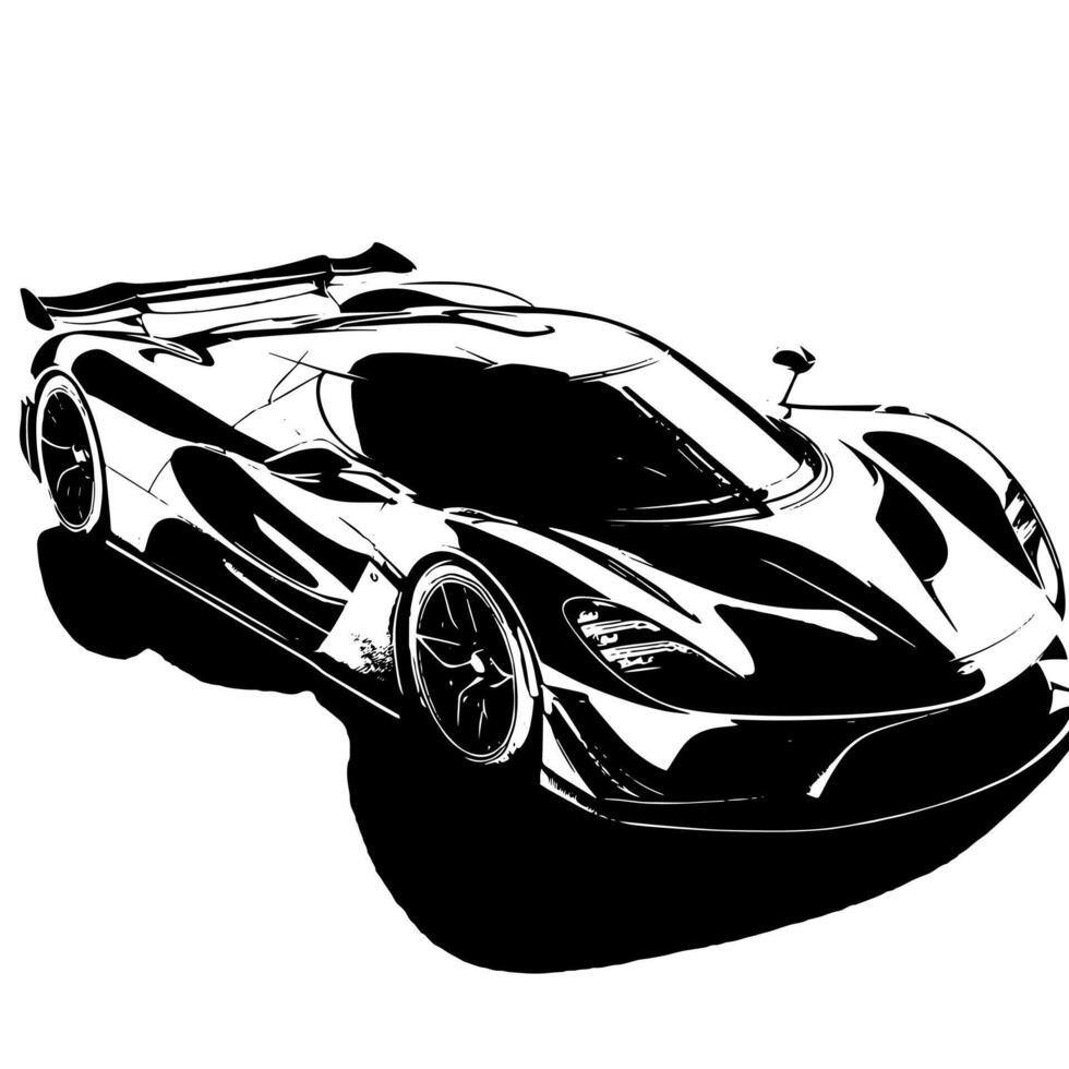 zwart en wit illustratie van een hypercar sport- auto vector