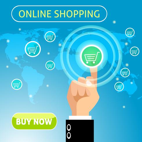 Koop nu online shopping concept vector