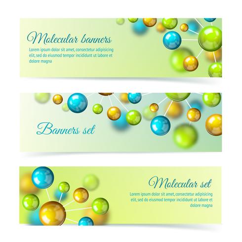 Gekleurde molecuul banners 3d set vector