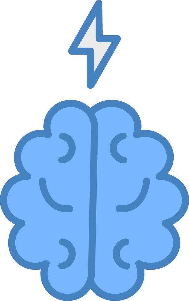 hersenen lijn gevulde blauw icoon vector