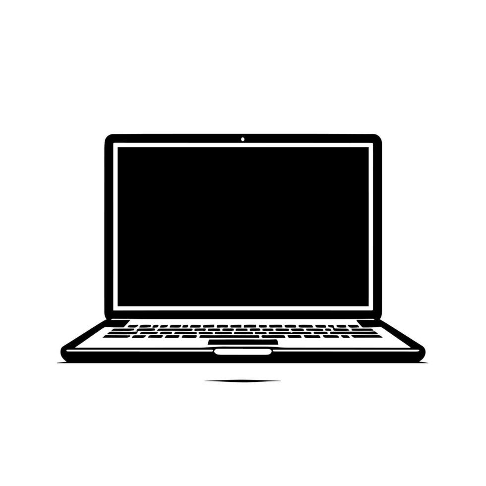 zwart en wit illustratie van een laptop vector