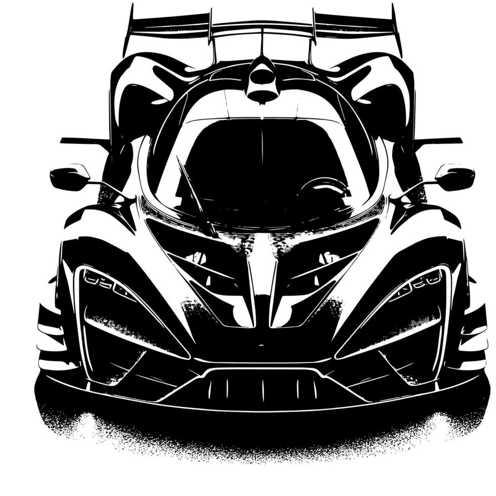 zwart en wit illustratie van een hypercar sport- auto vector