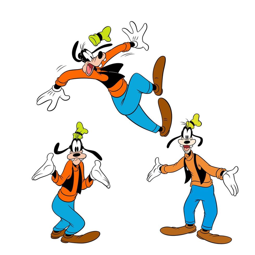 Disney geanimeerd tekens reeks goofy tekenfilm vector