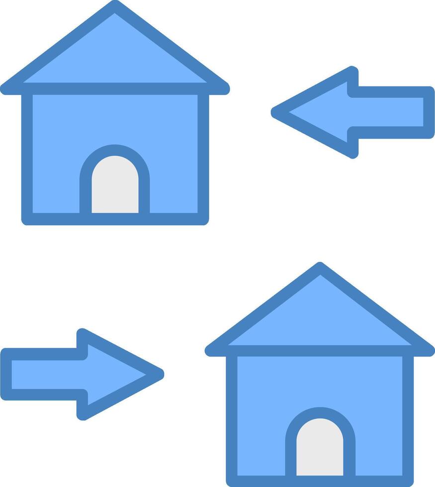 verandering van behuizing lijn gevulde blauw icoon vector