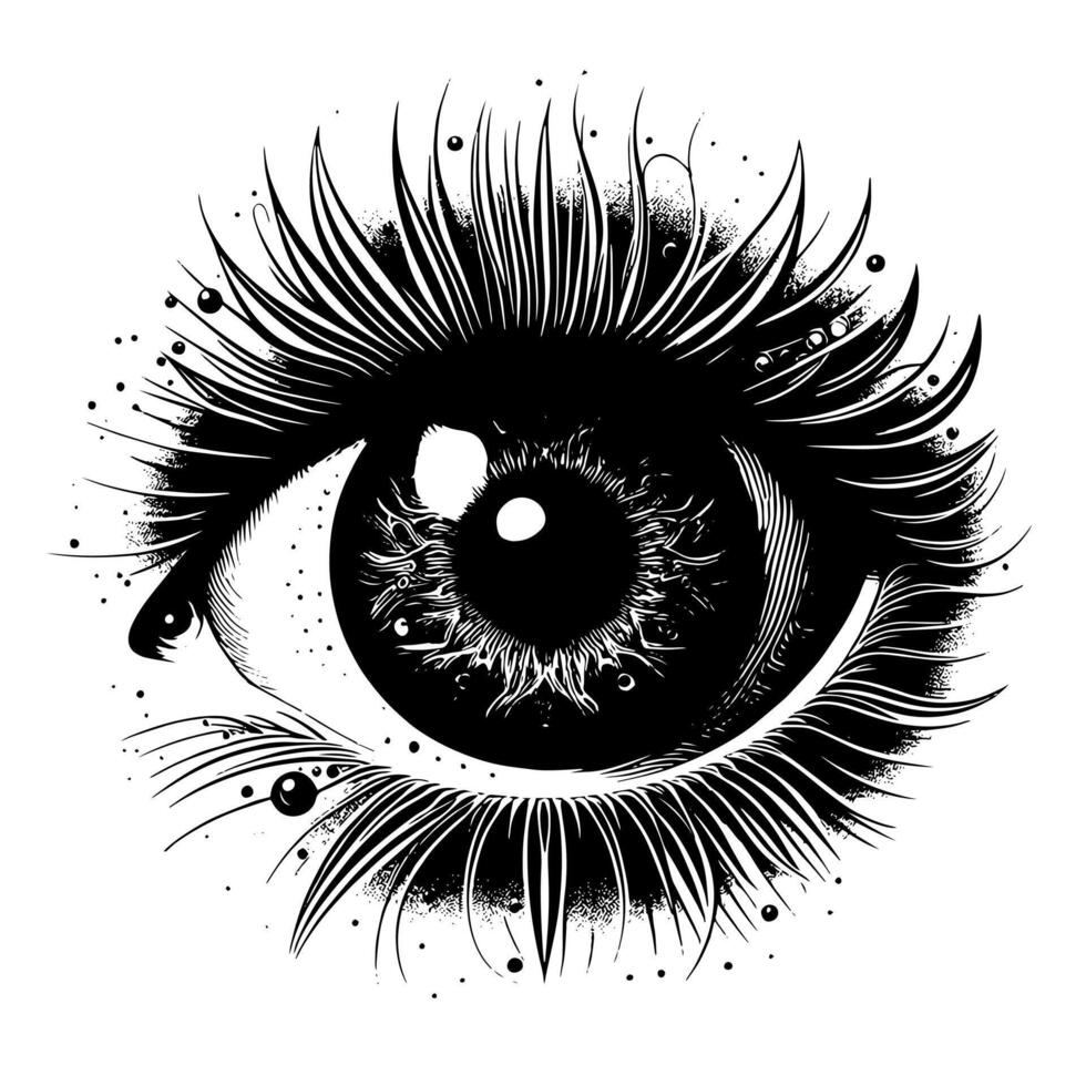 zwart en wit illustratie van de menselijk oog iris vector