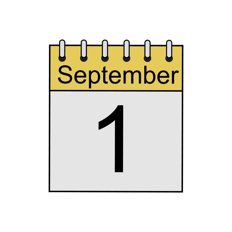 1 september kleur kalenderpictogram. kennis dag. geïsoleerde vectorillustratie vector