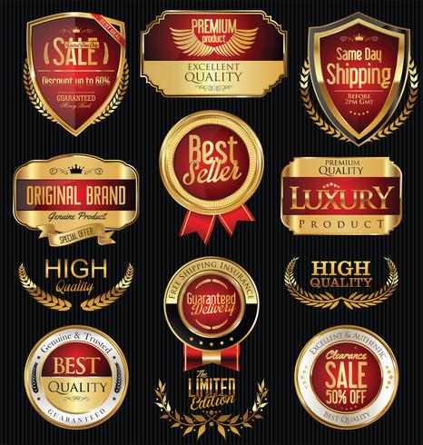 Luxe premium gouden insignes en labels vector