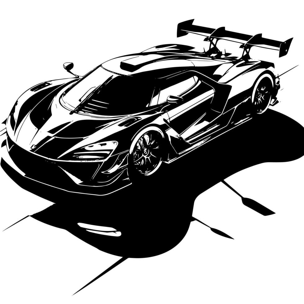 zwart en wit illustratie van een hypercar sport- auto vector