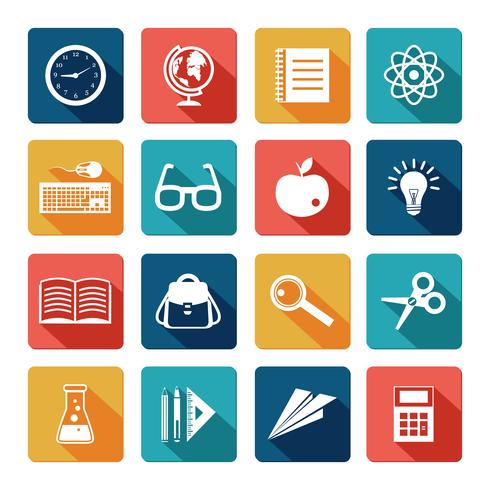 Onderwijs Icons Flat Set vector