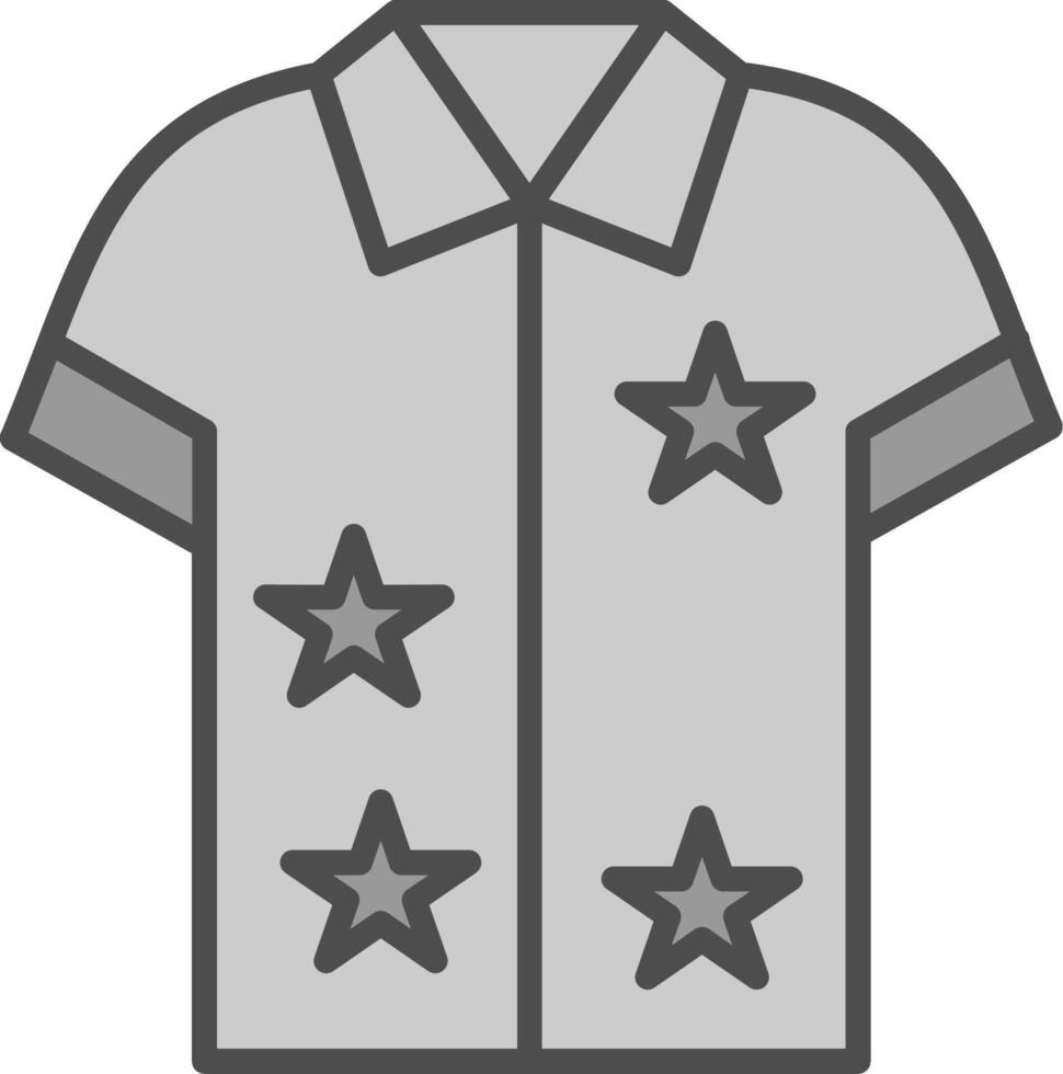 hawaiiaans overhemd lijn gevulde grijswaarden icoon ontwerp vector