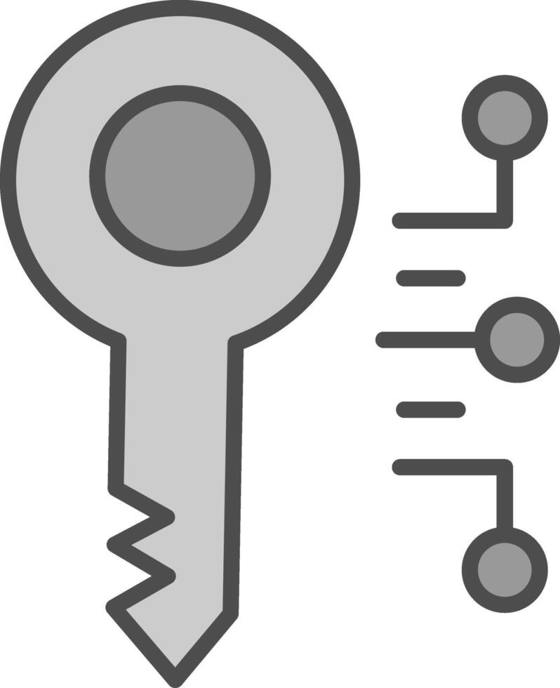 digitaal sleutel lijn gevulde grijswaarden icoon ontwerp vector