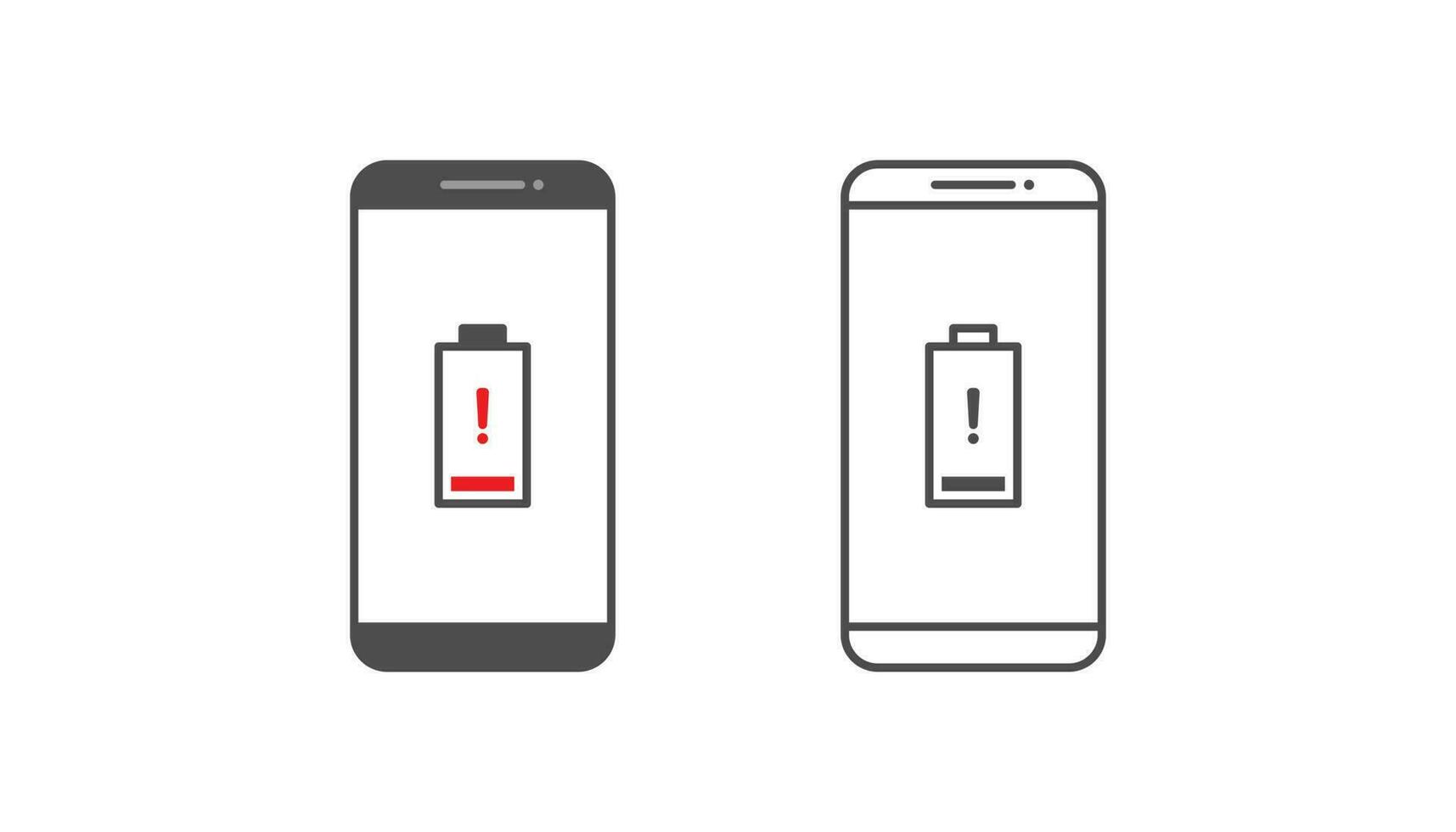 smartphone en batterij melding vector ontwerp op witte achtergrond