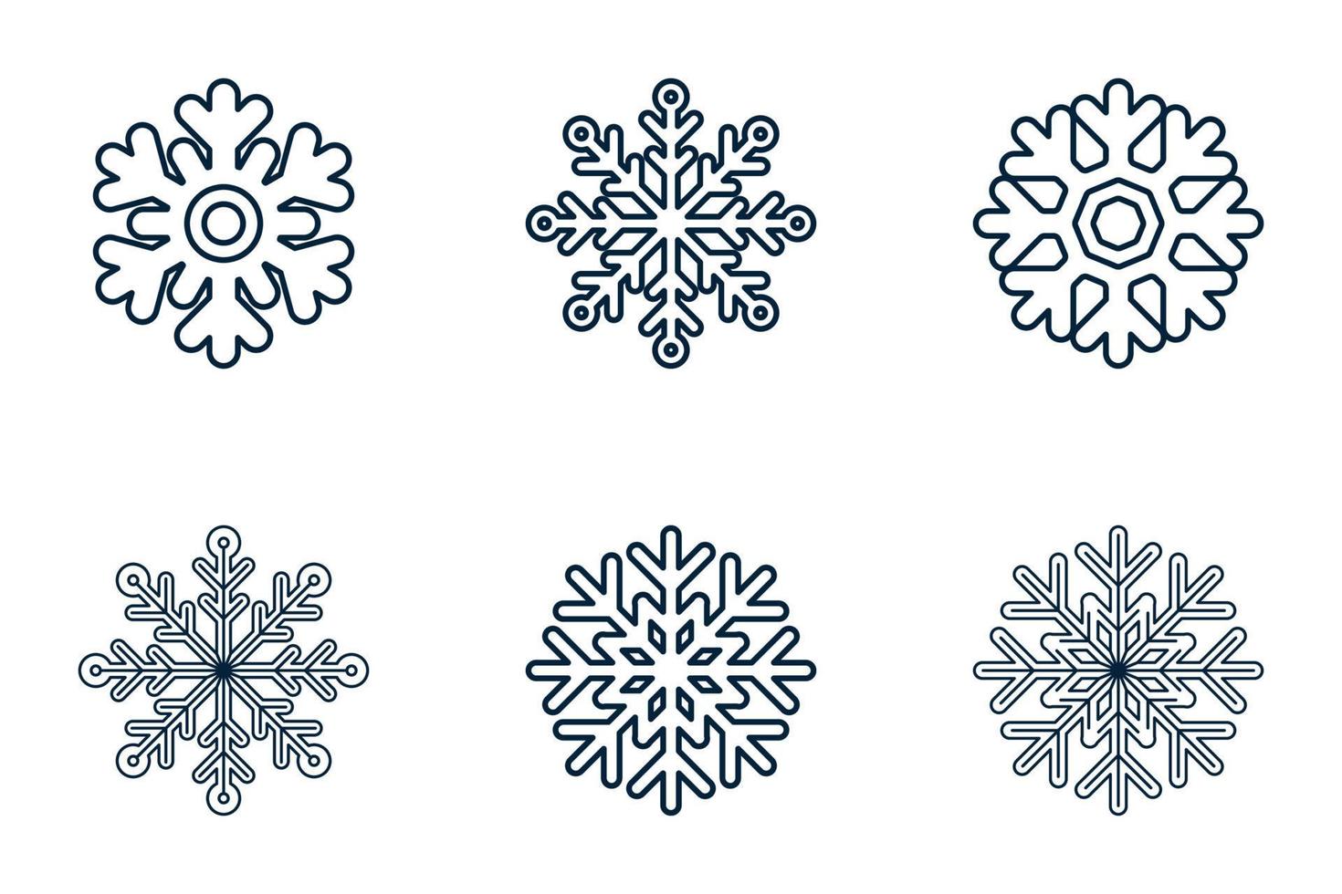 sneeuwvlok pictogrammen instellen. verzameling van traditionele kerst- en winterelementen voor logo, print, sticker, embleem, label, badge, groet en uitnodigingskaartontwerp vector