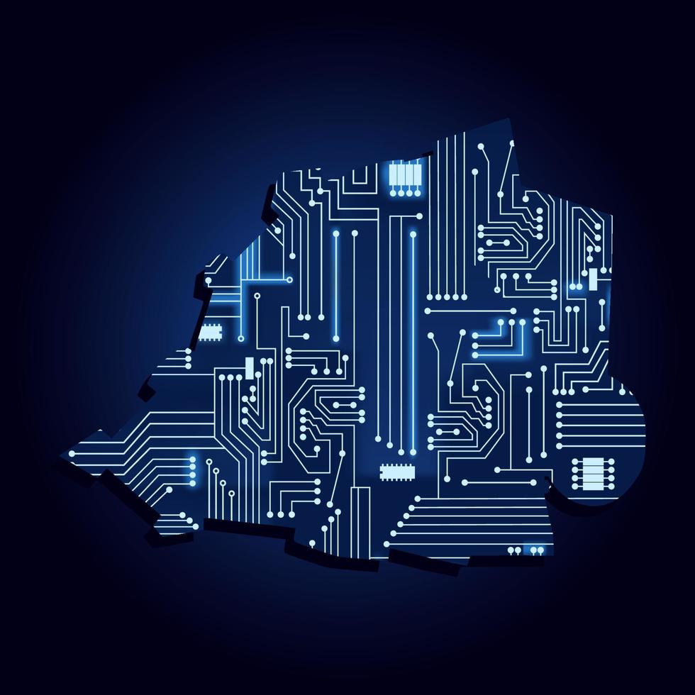 contourkaart van heilige stoel met een technologisch elektronicacircuit. vector