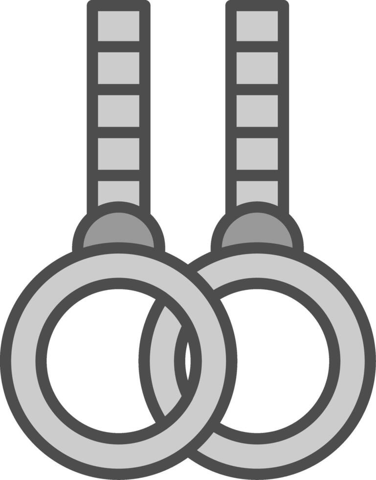 gymnastiek- ringen lijn gevulde grijswaarden icoon ontwerp vector