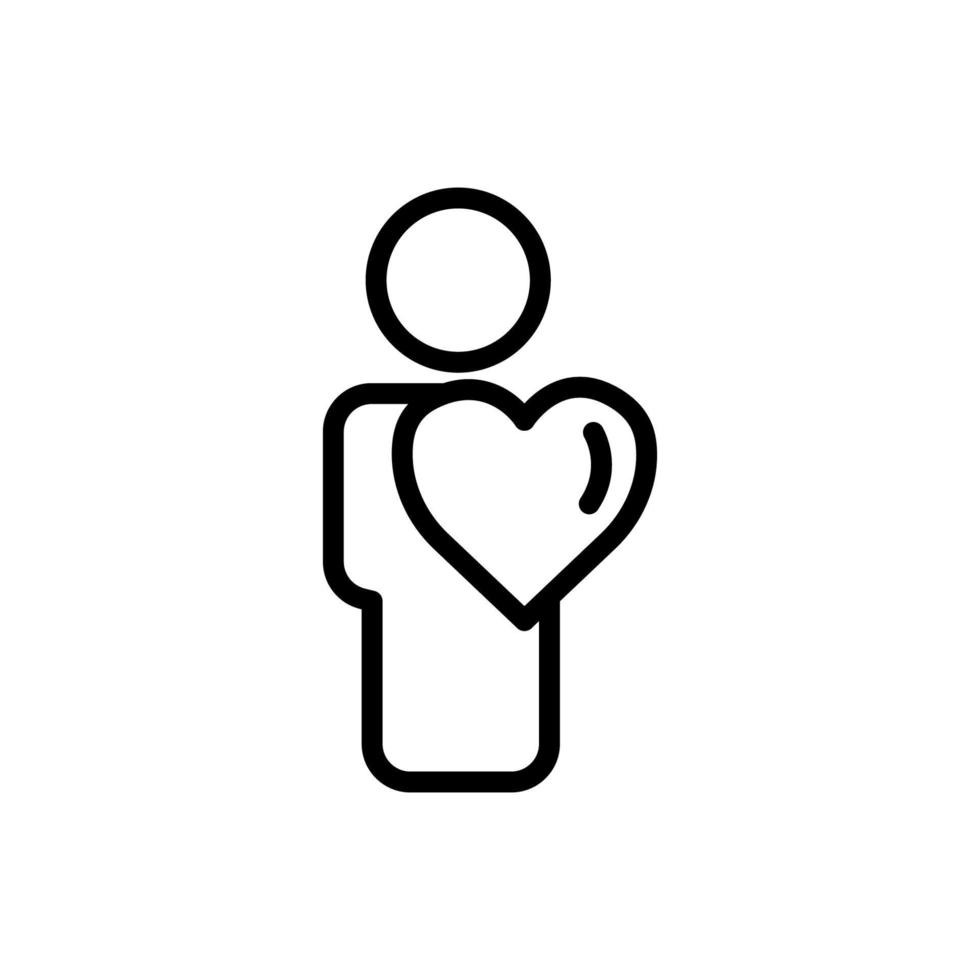 mensen lijn icoon met hart. liefdadigheidssymbool, donatie, mensheid. bewerkbare streek. ontwerpsjabloon vector