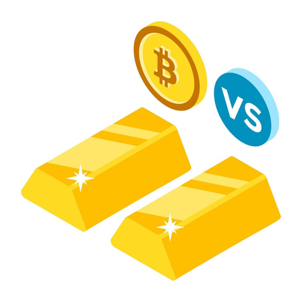 bitcoin versus goud vector