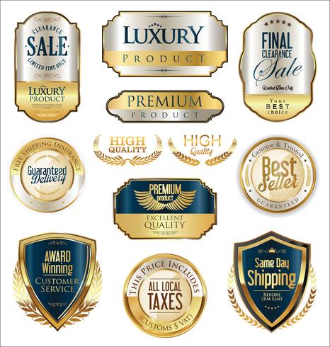 Luxe premium gouden insignes en labels vector