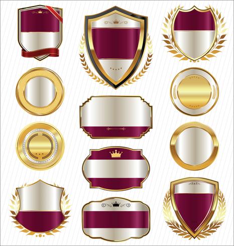 Luxe premium gouden insignes en labels vector