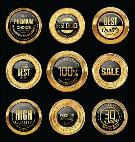 Luxe premium gouden insignes en labels vector