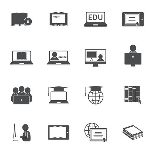 Online onderwijs Icon Set vector