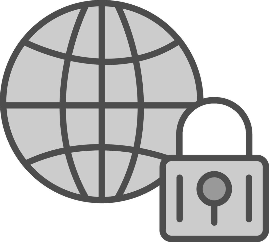 internet veiligheid lijn gevulde grijswaarden icoon ontwerp vector