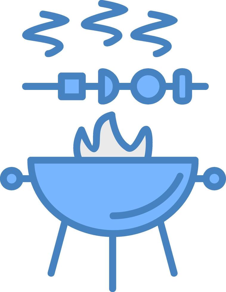 vleespen lijn gevulde blauw icoon vector
