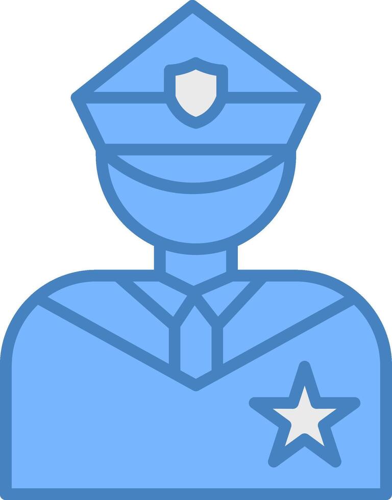 Politie lijn gevulde blauw icoon vector
