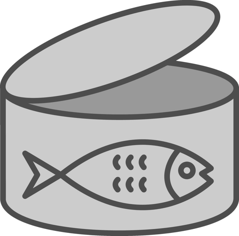 tonijn lijn gevulde grijswaarden icoon ontwerp vector