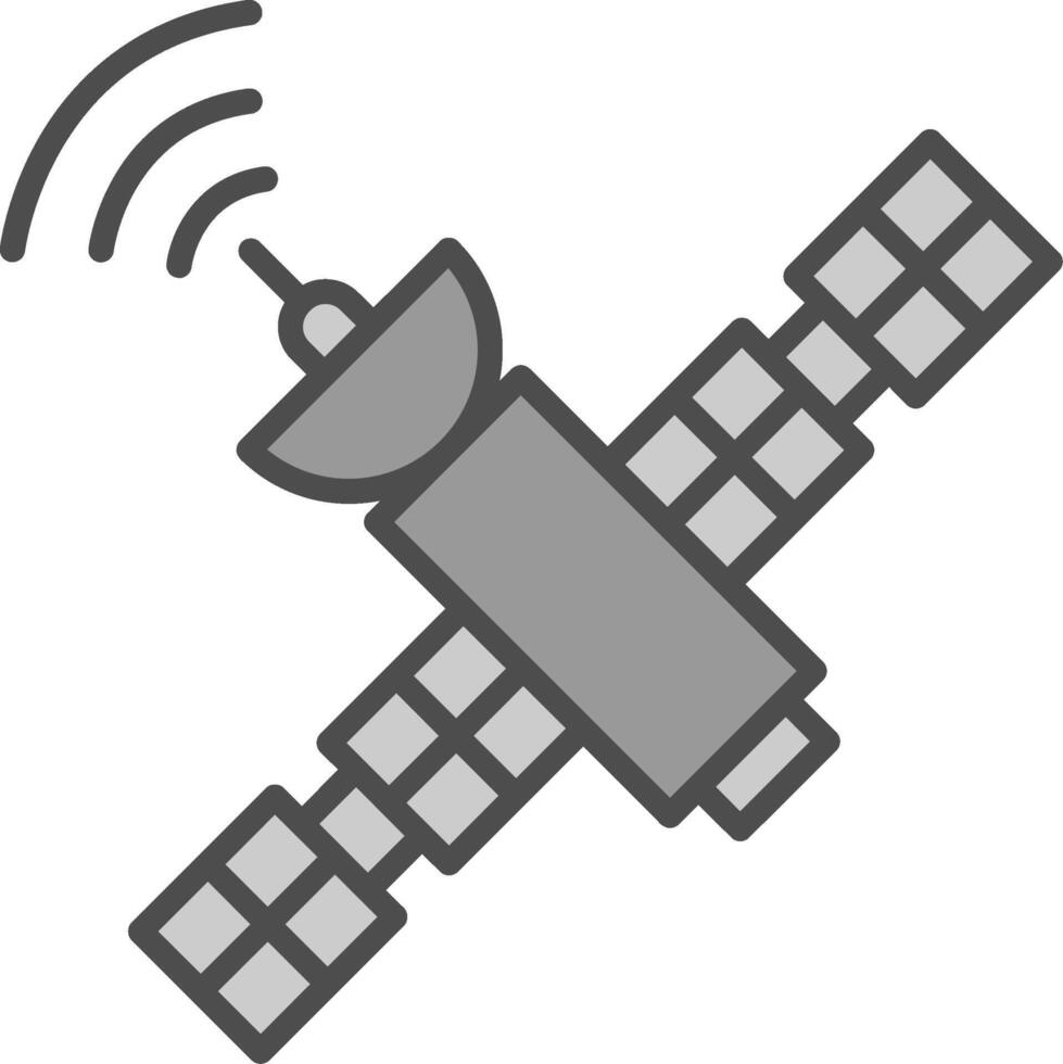 satelliet lijn gevulde grijswaarden icoon ontwerp vector