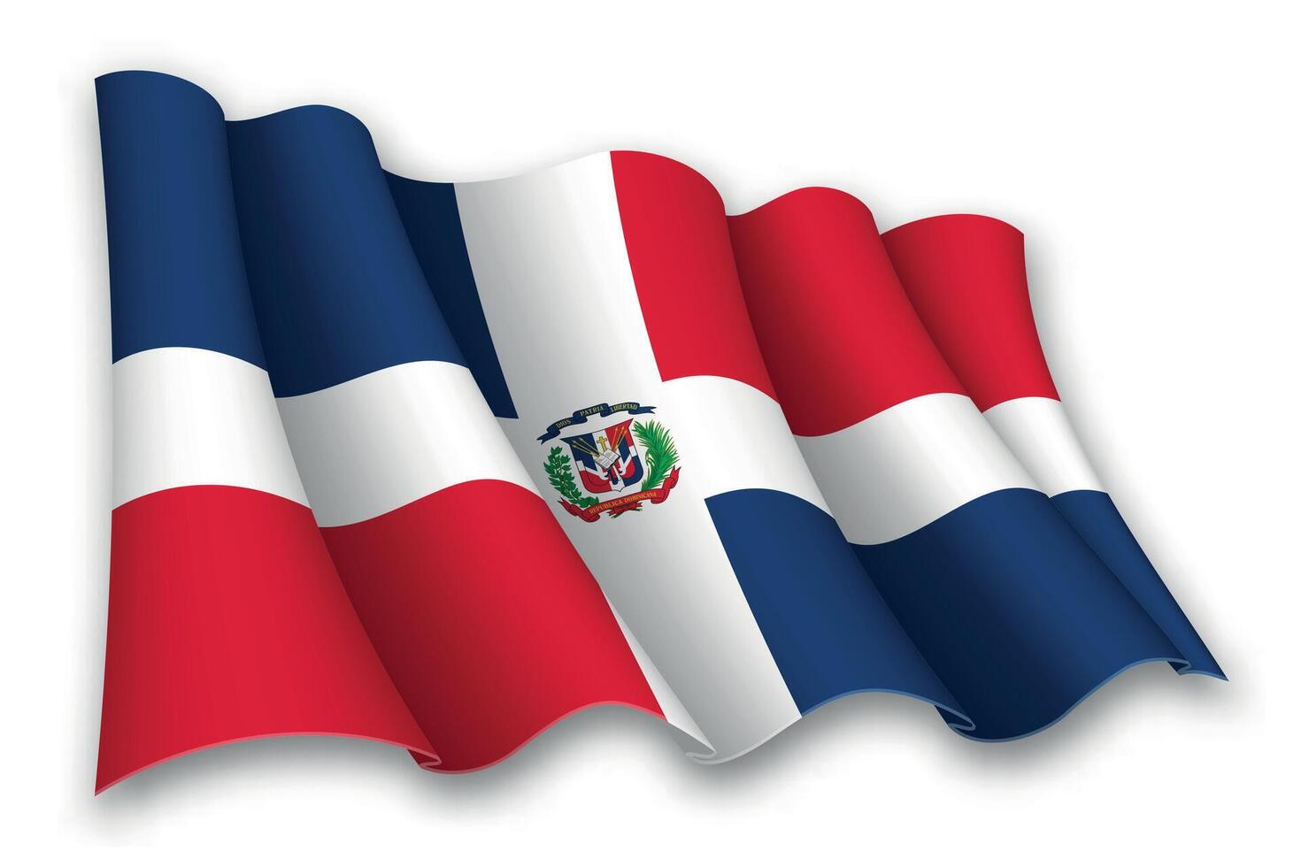 realistisch golvend vlag van dominicaans republiek vector