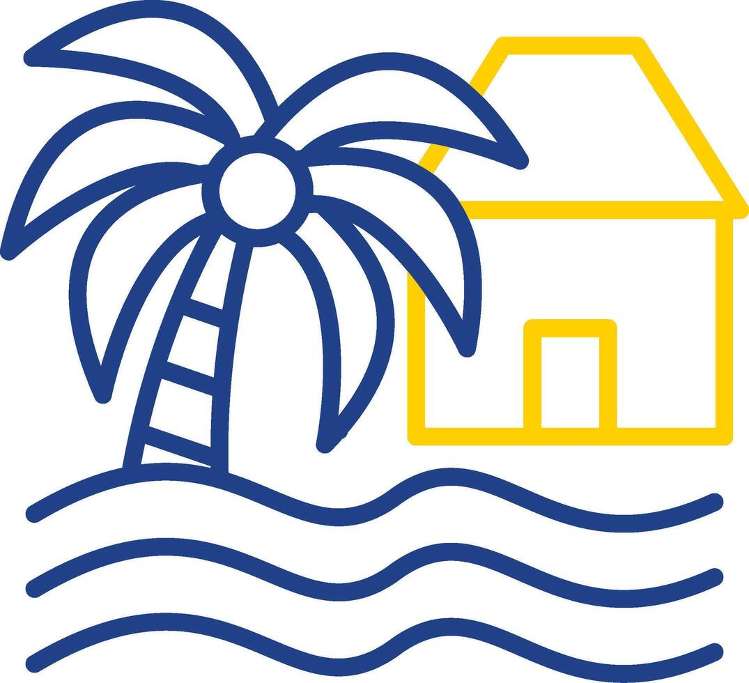 strand huis lijn twee kleur icoon ontwerp vector