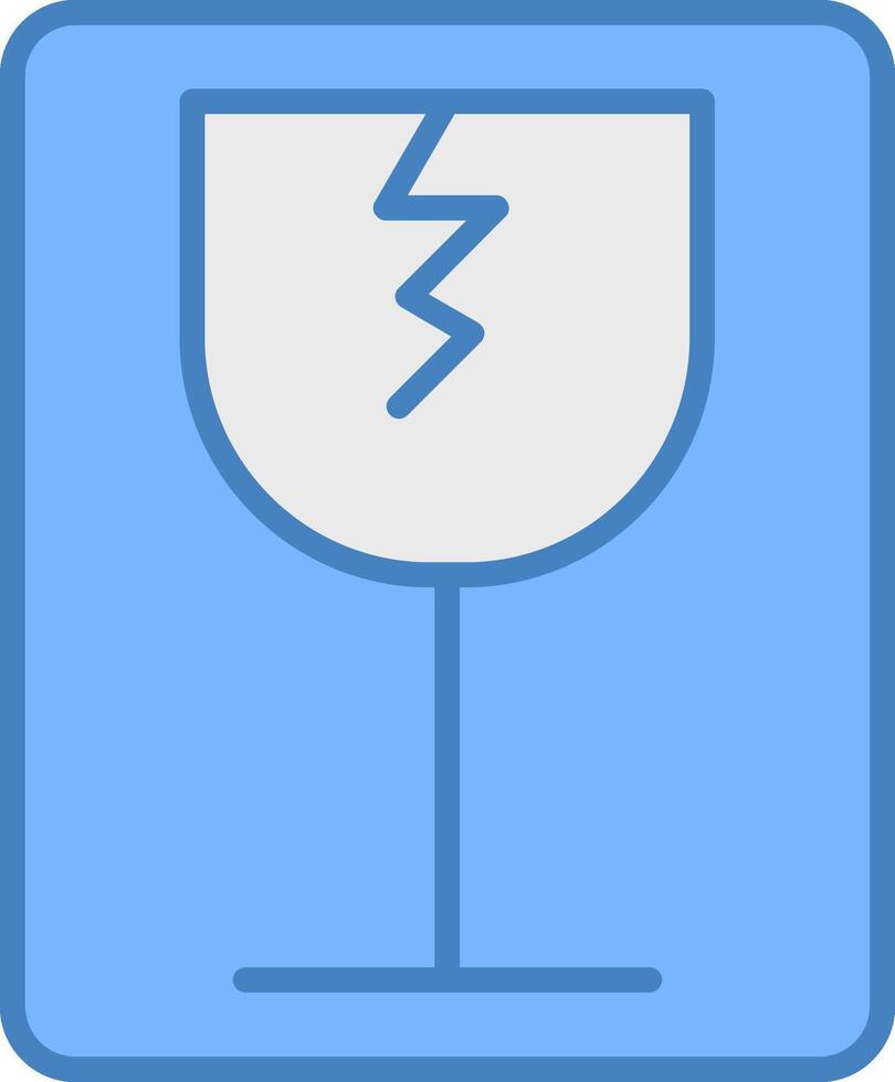 breekbaar lijn gevulde blauw icoon vector