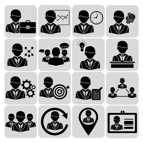 Business en management pictogrammen zwart vector