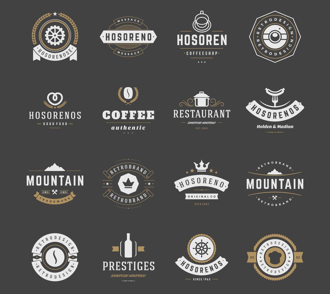 wijnoogst logos ontwerp Sjablonen set. logotypes elementen vector