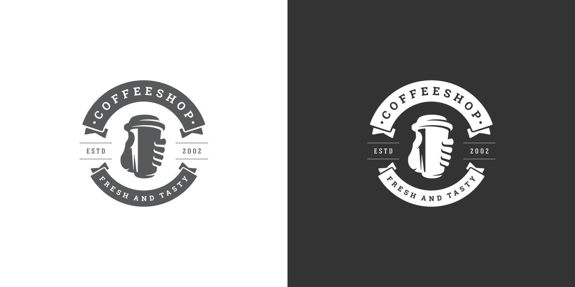koffie naar Gaan winkel logo sjabloon illustratie met kop silhouet mooi zo voor cafe insigne ontwerp en menu decoratie vector